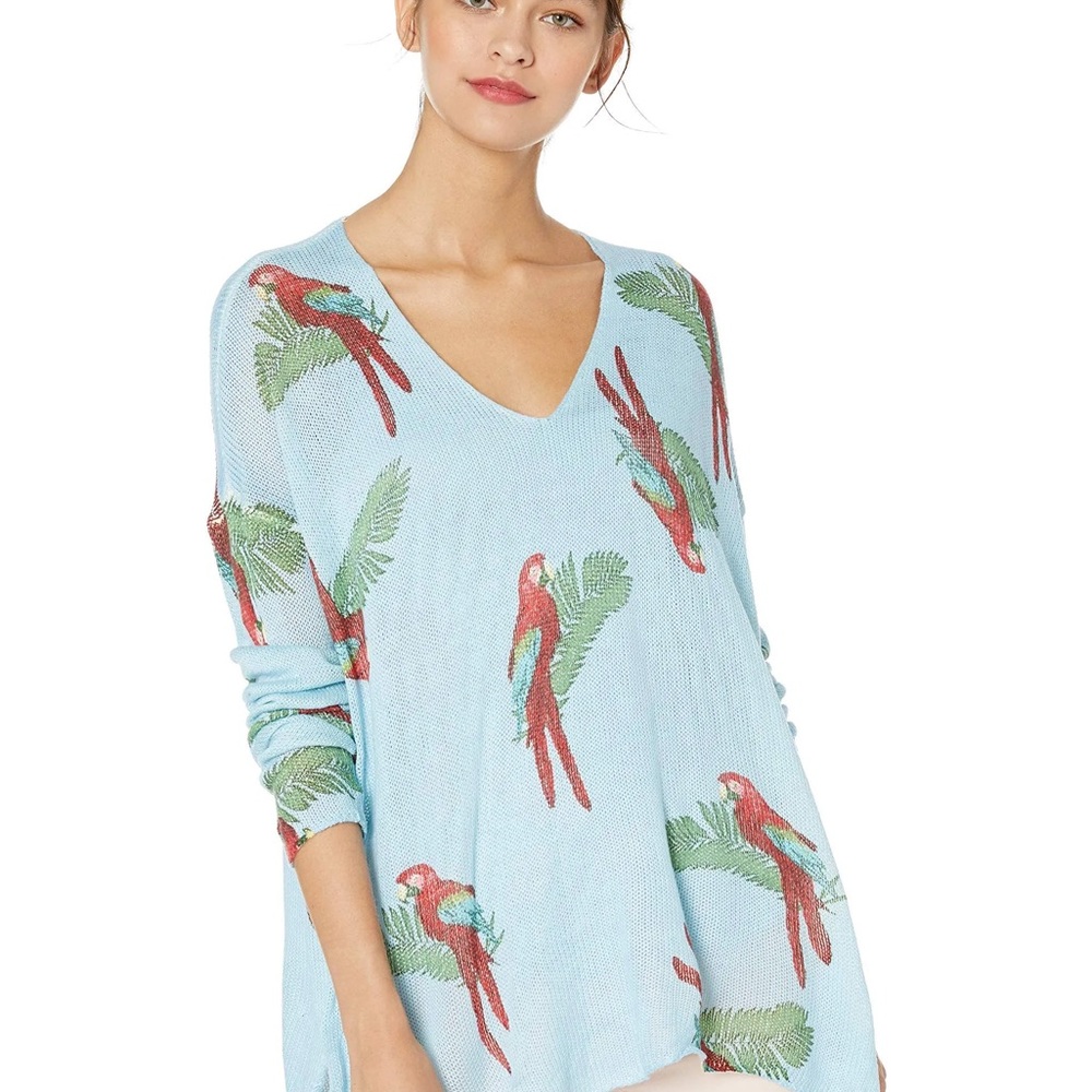 Show Me Your Mumu Blue Polly Parrot Canopy Sweater Size XS